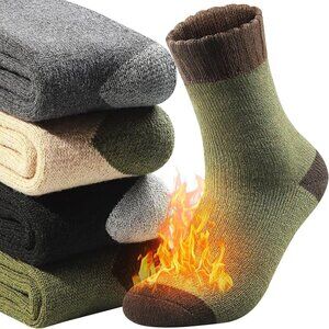 NEW! 4 Pairs Merino Wool Socks - Warm, Soft Thermal Socks for Men -Multicolor